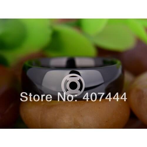 Free Shipping YGK JEWELRY Hot Sales 8MM Black Shiny Dome Blue Lantern Bridal Mens Tungsten Carbide Wedding Ring