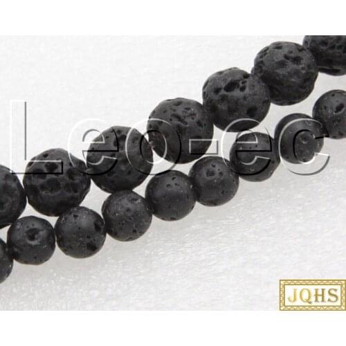 Natural 6mm 8mm Round Black Volcano Lava Rock Stone Beads for Jewelry Making 15" v1349