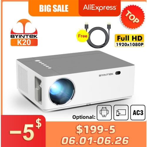BYINTEK K20 Full HD 4K 3D 1920x1080p Android Wifi LED Video lAsEr Home Theater Projector Beamer for Smartphone Tablet PC Cinema