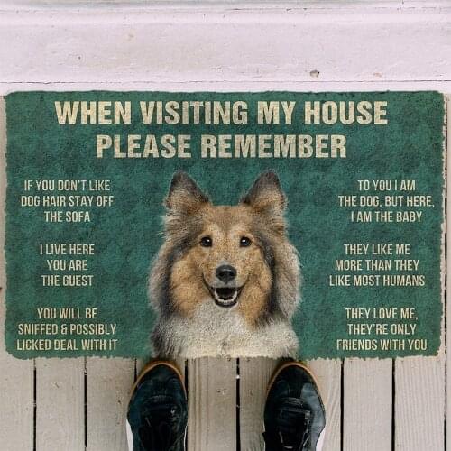 CLOOCL Please Remember Sheltie House Rules Doormat Decor Carpet Soft Flannel Non-Slip Doormat for Bedroom Porch Drop Shipping