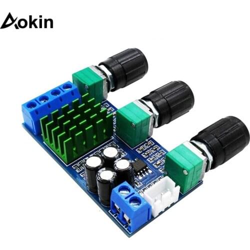 Two-channel Digital Audio Amplifier Board TPA3116D2 Treble Bass Regulating Preset Preamplifier Board 80Wx2