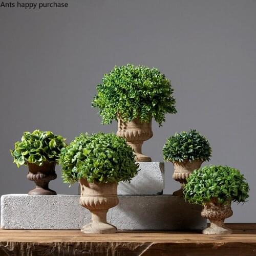 Simulation Plant Decorations Fake Potted Plants Resin Roman Column Plastic Fake Plant Indoor Decorations Greenery Furnishings