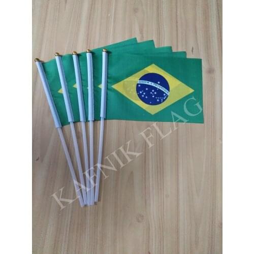 KAFNIK,5pcs 14*21CM Brazil Flag the hand national flag free shipping