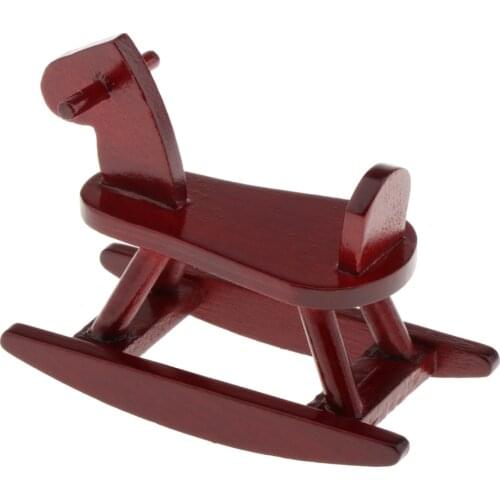 1/12 Dollhouse Mini Mahogany Hobbyhorse Rocking Horse Child Toy Access DIY
