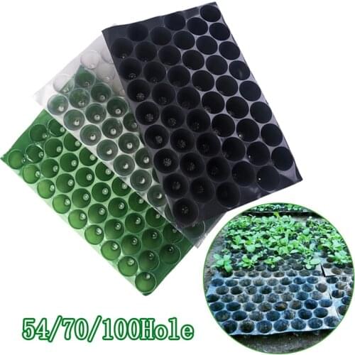 54/70/100 Hole Seedling Tray PVC Round Hole Garden Nursery Basin Tray Seed Germination Long Box Flower Vegetable Seedling Tray