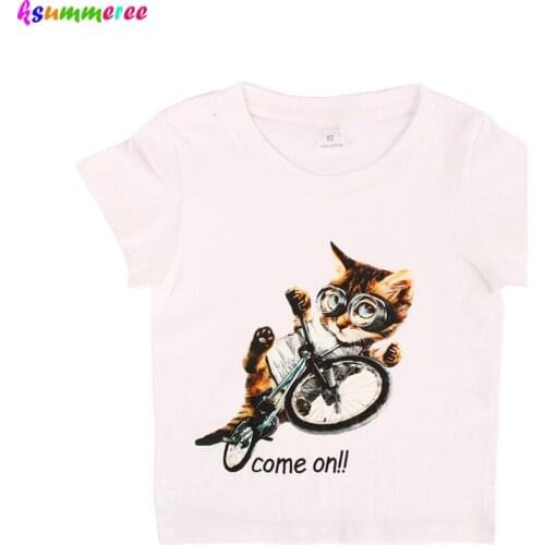 2020 Kids Boy Leisure Fashion Cat Christmas Elk Print Design Baby T-shirt Funny Summer Cotton Short Sleeve Girl Clothes O-neck