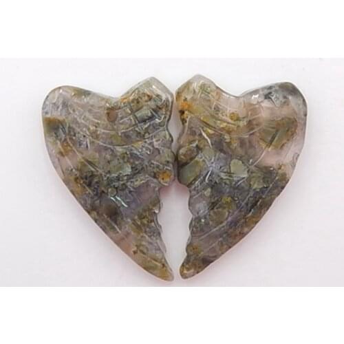 Natural ocean jasper carved wing fashion woman Earrings bead,Fashion Jewelry For Women Earring pair Accessories,25x15x4mm,3.8g