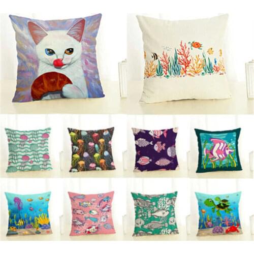 Fashion Benthos Cushion Cover Couch Pillow Case Cat Creative Animals Cartoon Home Decor