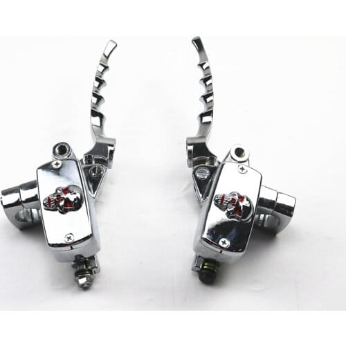 Motorbike 1" 25mm Skull Handlebar Reservoir Brake Clutch Lever Cruiser Cafe Bobber VN