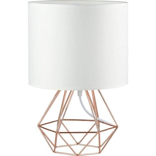 New Decorative Retro Geometric Table Lamp Drum Shade Bedside Home Lighting Light for Bedroom Living Study Room Lamp EU Plug