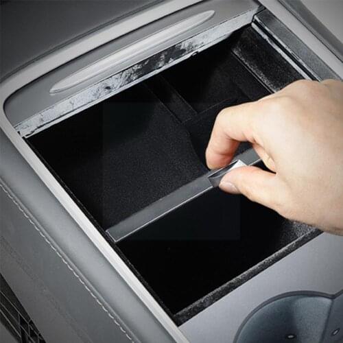 New for Tesla Model 3 Y 2021 Car Central Armrest Storage Box Organizer Organizer Flocking/ABS Center Holder Containers Cons F9X4