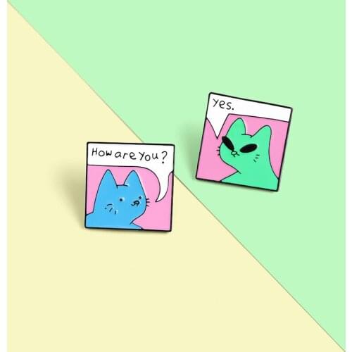 New Arrival Enamel Pin Funny Cats Greetings Not Listening Brooches Bag Lapel Pin Cartoon Animal Badge Jewelry Gift Friends