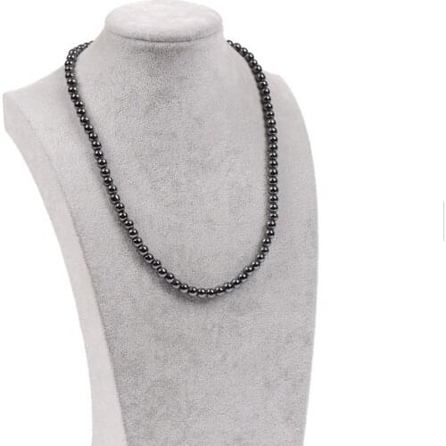Black 8mm Magnetic Beads Hematite Necklace Magnetotherapy Health Care Lodestone Rosary Necklace Men Jewelry