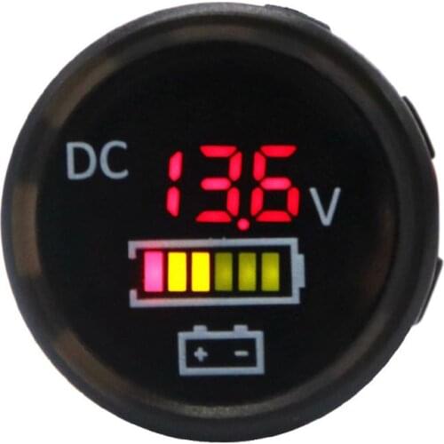 DC 12V/24V Car Boat Voltmeter Battery Monitor IP67 Waterproof LED Voltage Gauge 090E