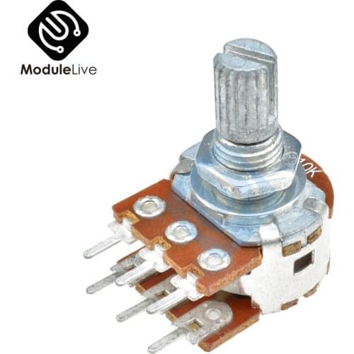 B10K Dual-Stereo-Potentiometer Resistor Poti Potentiometer Mit 15mm Welle Split 6 Pins for WH148