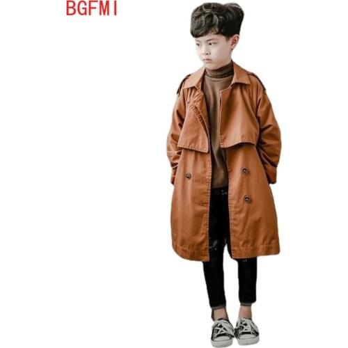 Boy girl Trench Coat High Quality Long Coat Teenagers Outerwear winter Fall Turn-down Collar Casual Handsome boys Cotton Clothes