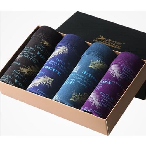 4pcs/lot New Boxer Shorts Underpants Mens Panties Underwear Sexy Middle Waist Band Fashion Printed Comfort Boxer Hombre