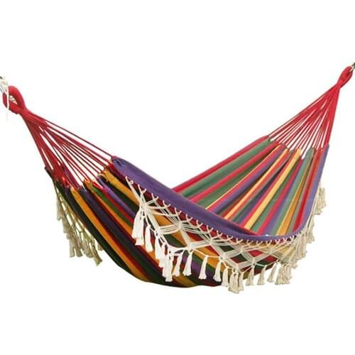 Outdoor Hammock Camping Wind Fringed Two-person Sleeping Swing Lazy Chair Canvas Hammocks Canvas Hanging Bed Outdoor Accessories