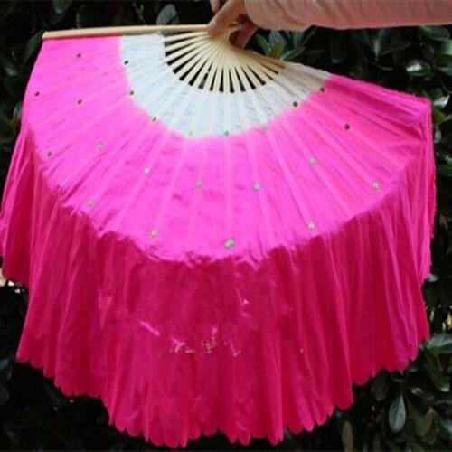 53CM(21") Women Gradient Dancing Fan Belly Veil For Party Stage Performance China Folk Dance Bamboo Folding Fan Free Shipping