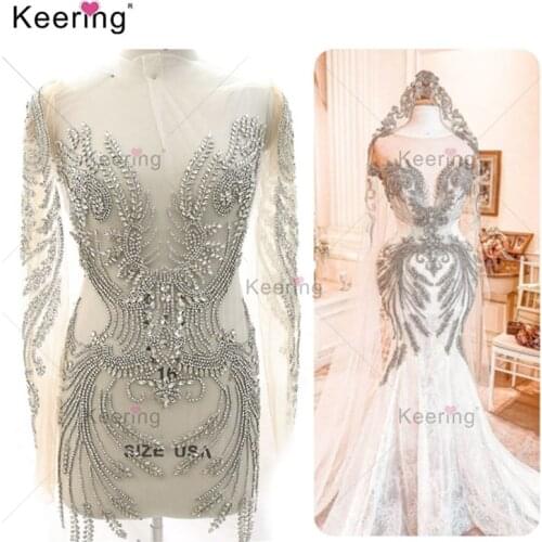 High Quality Beaded Bodice Jeweled Rhinestone Applique For Wedding Dress WDP-369