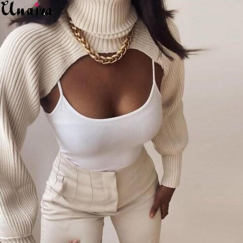 UNAIZA Womens Sleeve Lantern Sleeve Turtleneck Woolen Sleeve Solid Color Sweater Women Hedging Long Sleeve Loose Casual Sleeve
