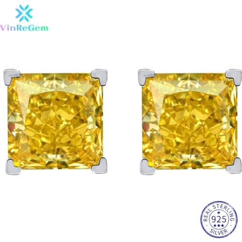 Vinregem 100% 925 Sterling Silver Oval Ruby Gemstone Wedding Engagement Personality Ear Studs Earrings Fine Jewelry Wholesale