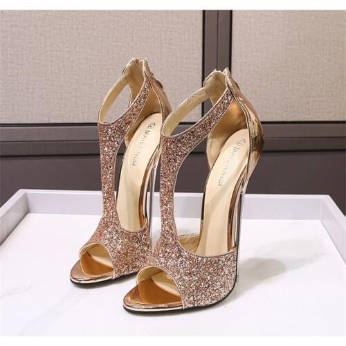 New pattern Superior quality Pointed Toe Shoes Woman 16cm Metal Thin High Heels Ladies SM Pumps Fashion Show Nightclub Size35-46