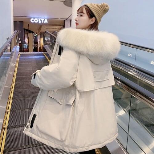 Hooded Womens Winter Jackets Thick Long Parka Women Safari Style Jacket Zipper With Fur Collar Solid Female Cold Coat