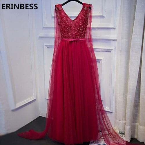 Vestido De Festa Real Photo Burgundy Evening Dresses Long Dress 2020 Appliques Women Formal Evening Dress Gowns Robe De Soiree