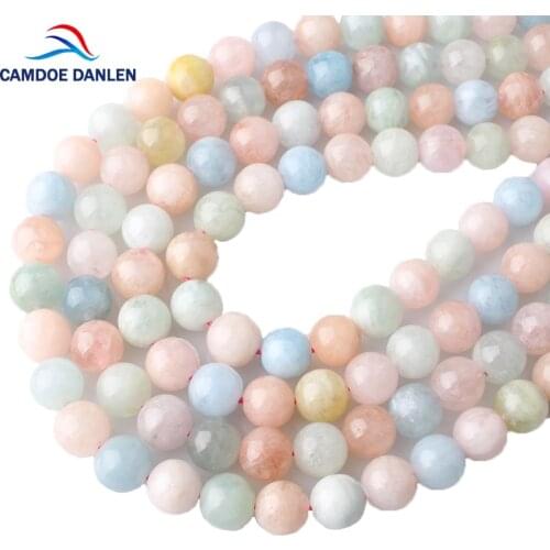 100% Natural Precious Morgan Morganite Gem Stone beads 4 6 8 10 12MM Round Beads Diy Jewelry Charm Bracelet Necklace Making