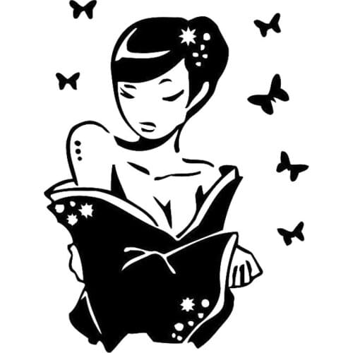 12cm*15.9cm Japanese Girl Fashion Car Accessories Vinyl Car Sticker Black/Silver S3-6285