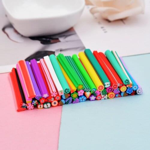 20pcs 3D Fruit Flower Heart Animal Cake Smile Soft Pottery Clay Rod Jewelry Phone Nail art Sticker Decoration