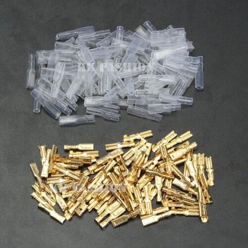 200pcs AWG 22-16 Gold Clear 2.8mm Female Spade Connectors & Insulating Sleeves 100pairs Crimp Terminals 0.5mm2-1.5mm2