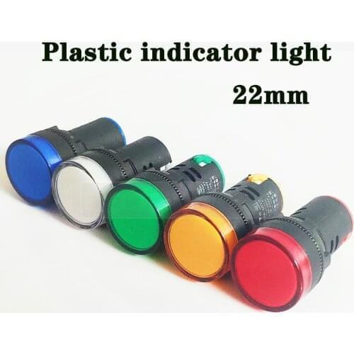 22mm plastic Indicator lights waterproof Signal lamp no wire 12V 24V 220v power signal lamp LED indication indicator light