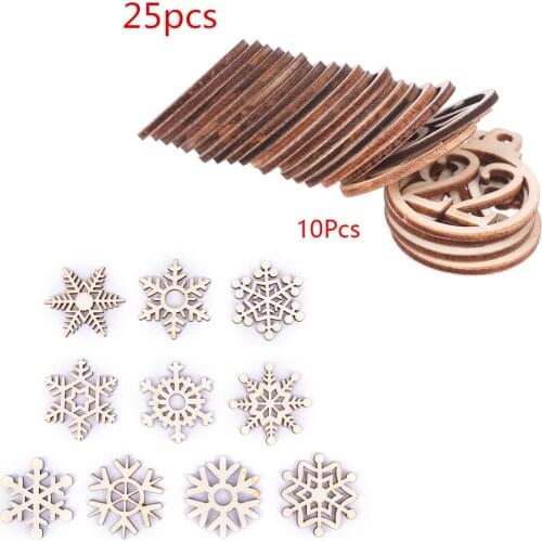 25/10pcs 1-25 Wooden Advent Calendar Gift Tags Number Gift Tags Party Countdown Tags Christmas Snowflake Wood Slice Decoration