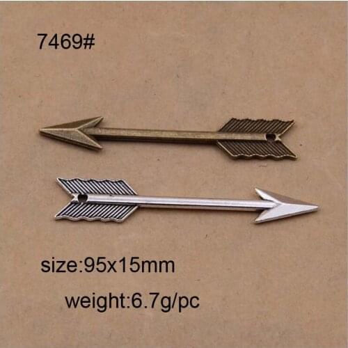 25pcs/bag 95*15mm Wholesale Alloy Metal Vintage Arrow Charms Pendants For Necklace Bracelet Clasp Hook Jewelry Making DIY