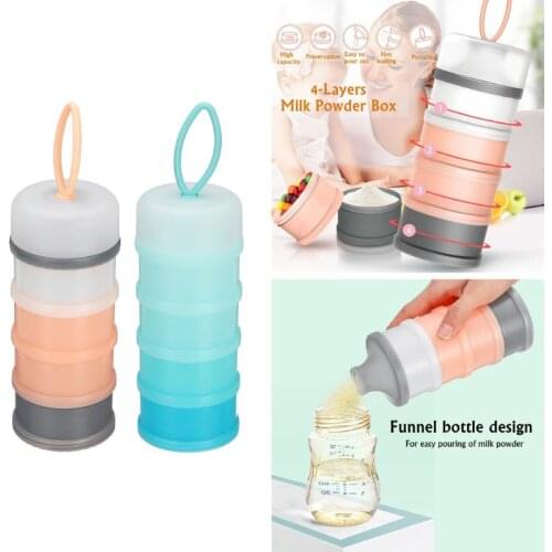 4 Layer Detachable Baby Food Storage Box 480ml Essential Cereal Milk Powder Boxes Portable Toddle Kids Milk Container