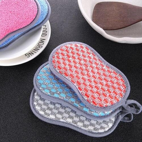 5Pcs Household Kitchen Cleaning Pad Dish Washing Cloth Sponge Scourer Brush Easy to Clean Multiple Uses Cleaning Sponge