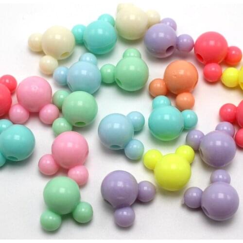 Craft DIY Mixed Pastel Color Acrylic Mouse Face Beads 8mm 10mm 12mm Jewelry Make