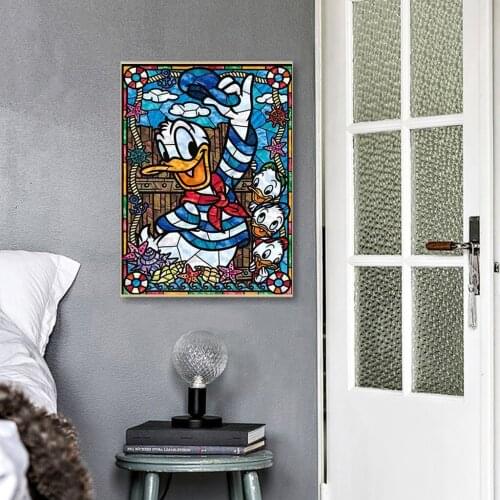 Diamond Painting DIY Round Diamond Embroidery Donald Duck Disney Cartoon Series Character Mosaic Painting Home Decoration Gift