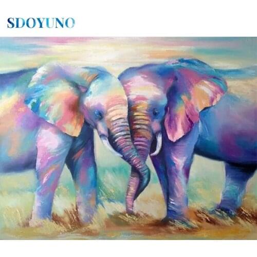 SDOYUNO DZDP534 5D DIY Diamond Painting Animals Full Square/Round Rhinestone Pictures Mosaic Elephant Diamond Embroidery Decor