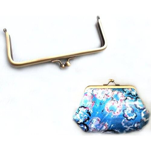 6" x 2 1/2" anti brass rectangle metal purse frame, clutch frame, kiss lock frame