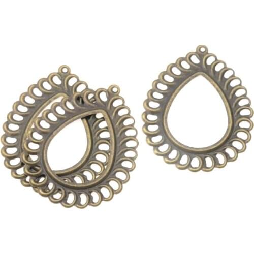 Free shipping 5Pcs Antique Bronze Filigree Cameo Frame Settings Wraps Connnector Embellishments Decoration DIY 5.7x4.5cm F0448