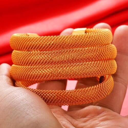 4pcs Dubai Bangle For Women Indian Bracelet Africa Ball Jewelry Gold color Bangle&Bracelet Ethiopian Wedding Bride Jewelry
