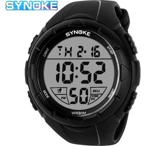 SYNOKE LED Single Time Watch Men Two Year Battery Digital Mens Wristwatches Sport Men 12 24 Hours Alarm Clock montre homme 9005
