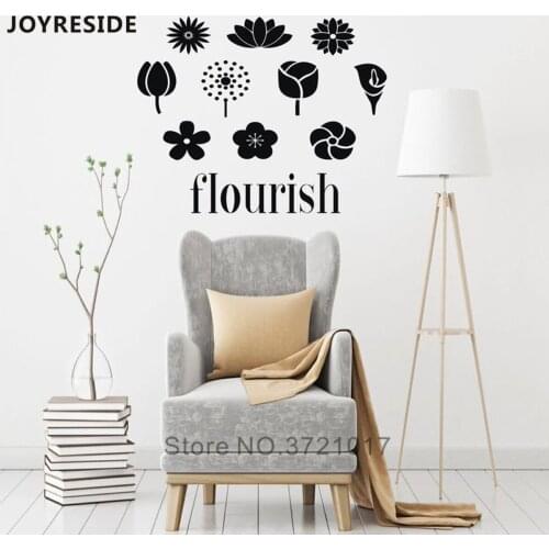 JOYRESIDE Flourish Flower Wall Decals Home Livingroom Wall Sticker Decor Vinyl Art Design Modern House Wall Decal Flowers WM385