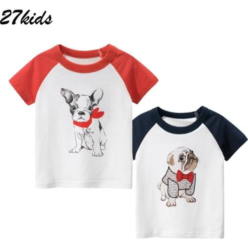 27Kids New Childern T-shirt Cartoon Pattern Of Dog Cute Boy Summer Tee Girl Tops