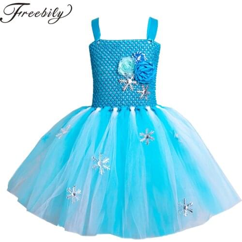 Kids Girls Princess Mermaid Costume Sleeveless Flower Mesh Tutu Dress Children Christmas Halloween Cosplay Party Dress Up