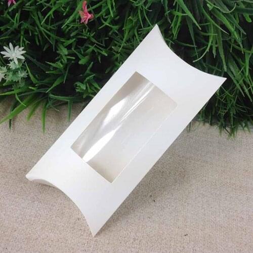 DIY 300gsm white PaperPillow Window box Custom Logo Free Shipping By Express 1500 pcs Golden Logo on white box with printing