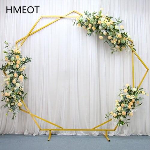 Double Hexagon Wedding Arch Props Iron Special-Shaped Arch Stand Outdoor Wedding Backdrop Scene Stage Decoration Flower Shelf